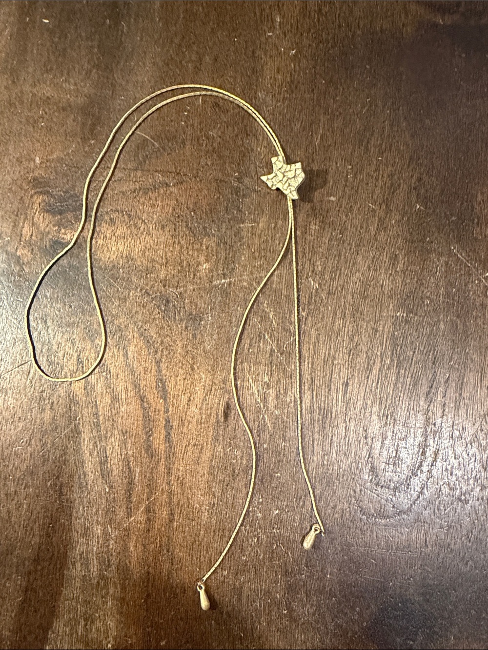 Gold Texas Pendant bolo tie Necklace - Gold